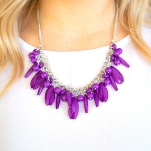 Purple necklace with matching earrings